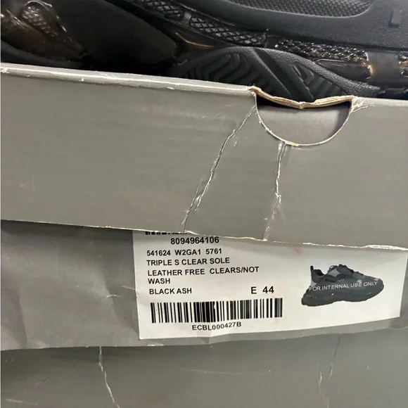 Balenciaga Triple S Sneakers Clear Sole Dark Grey Size 44 Pre Owned Used - Picture 2 of 14